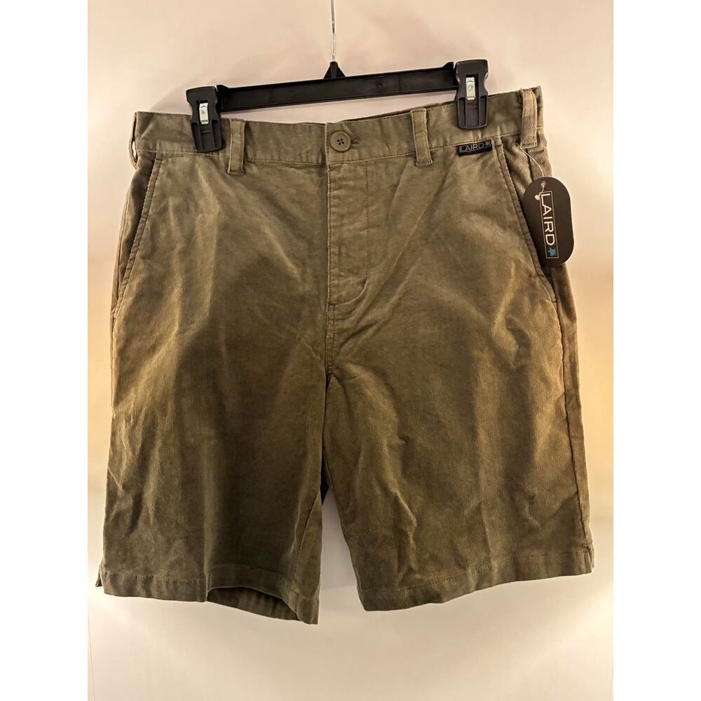 Laird Corduroy Shorts Mens 30 Chino Olive Green Walking Performance Stretch 9"